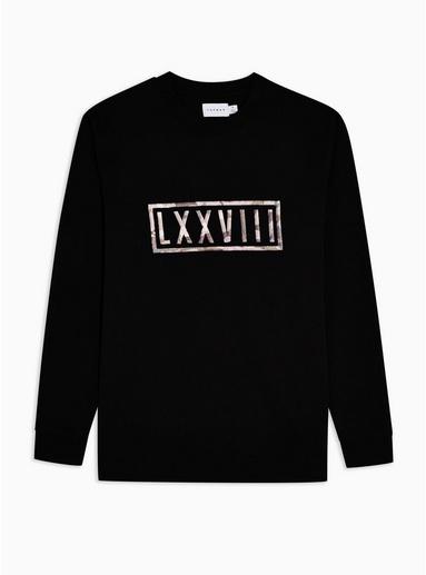 Topman Mens Black Camouflage Roman Numerals T-shirt