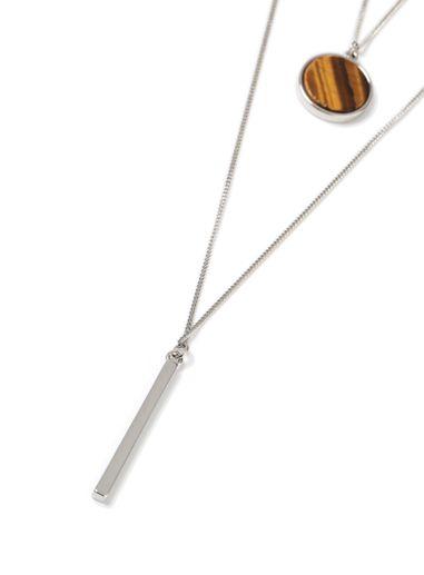 Topman Mens Brown Stone And Stick Necklace*