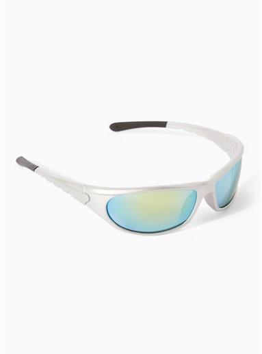 Topman Mens Silver Plastic Wrap Sunglasses