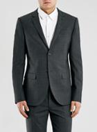 Topman Mens Grey Charcoal Wool Blend Skinny Suit Jacket