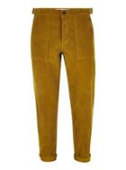 Topman Mens Gold Corduroy Tapered Trousers