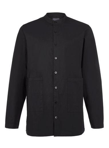 Topman Mens Lux Black Stand Collar Shirt