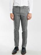 Topman Mens Mid Grey Grey Textured Wool Blend Skinny Fit Suit Pants