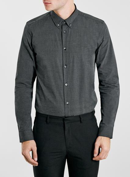Topman Mens Mid Grey Wincer And Plant Grey Shirt