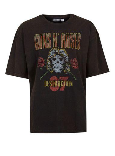 Topman Mens Black Guns N' Roses Oversized T-shirt