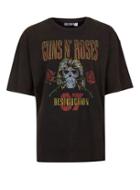 Topman Mens Black Guns N' Roses Oversized T-shirt