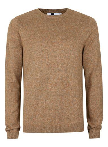 Topman Mens Brown Camel Marl Slim Fit Sweater