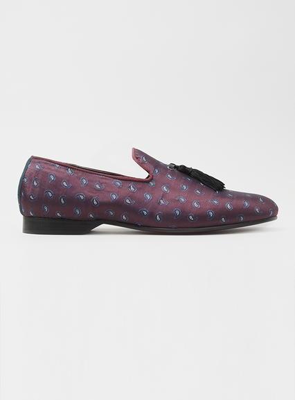 Topman Mens Blue House Of Hounds Navy Paisley Print Tassle Loafers