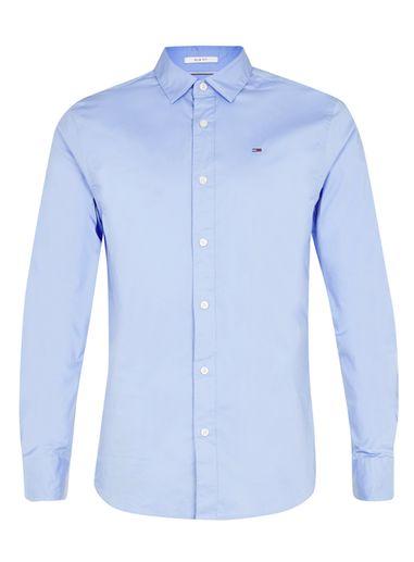 Topman Mens Hilfiger Denim Blue Stretch Shirt