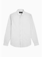 Topman Mens Grey Long Sleeved Light Gray Stretch Shirt