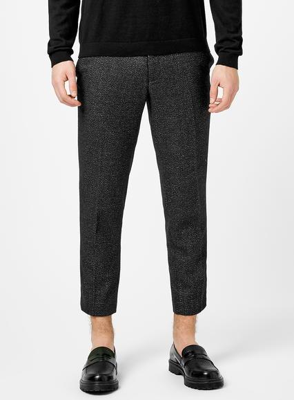 Topman Mens Black Fleck Cropped Skinny Fit Pants