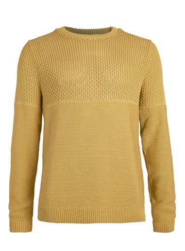 Topman Mens Yellow Mustard Textured Crew Neck Sweater