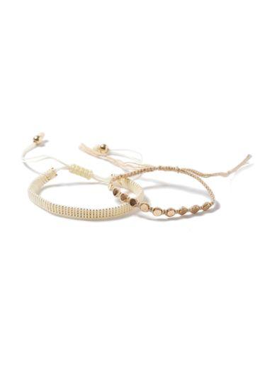 Topman Mens Cream And Gold Look Bracelets 2 Pack*