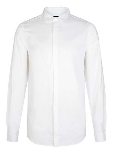 Topman Mens White Oxford Long Sleeve Smart Shirt