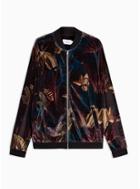 Topman Mens Multi Velvet Leaf Print Bomber Jacket