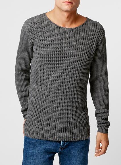 Topman Mens Mid Grey Selected Homme Grey Jumper
