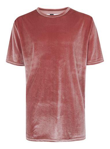 Topman Mens Pink Velour Oversized T-shirt