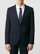 Topman Mens Blue Navy Textured Stretch Skinny Fit Suit Jacket