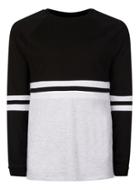 Topman Mens Black Panel Raglan Long Sleeve T-shirt