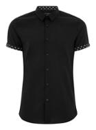Topman Mens Black Geometric Print Short Sleeve Shirt