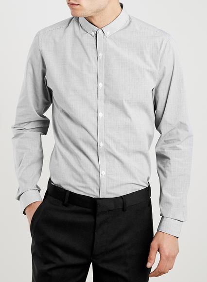 Topman Mens Black Long Sleeve Grid Print Shirt