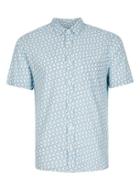 Topman Mens Blue Geo Print Short Sleeve Casual Shirt