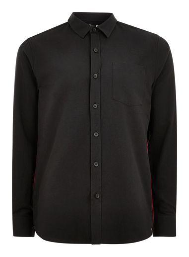 Topman Mens Black Taping Shirt