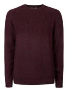 Topman Mens Burgundy Twist Textured Yoke Sweater