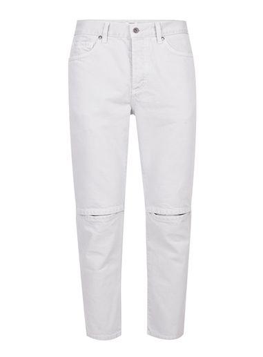 Topman Mens Grey Gray Panelled Ripped Tapered Fit Jeans