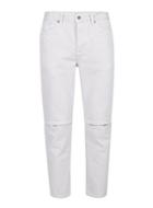 Topman Mens Grey Gray Panelled Ripped Tapered Fit Jeans