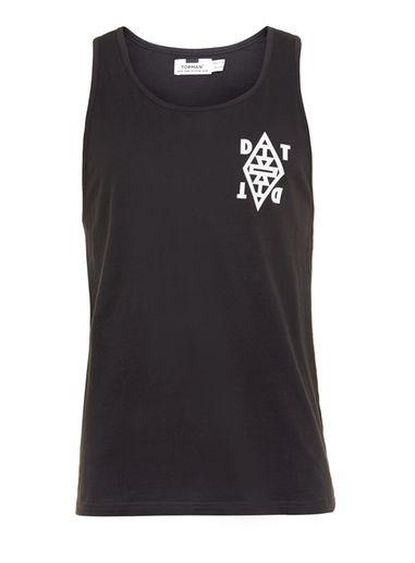 Topman Mens Black Detroit Print Slim Vest