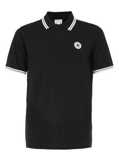 Topman Mens Converse Black And White Stripe Polo Neck T-shirt
