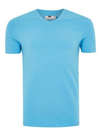 Topman Mens Blue Ultra Muscle V-neck T-shirt