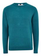 Topman Mens Blue Turquoise Textured Jumper