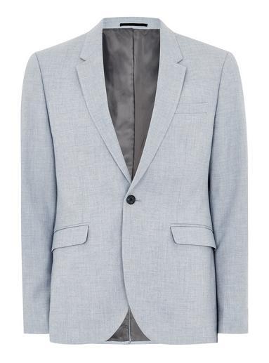 Topman Mens Stone Light Blue Textured Skinny Suit Jacket