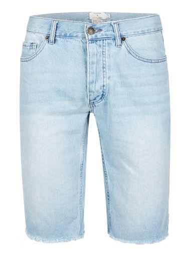 Topman Mens Light Blue Raw Edge Denim Shorts
