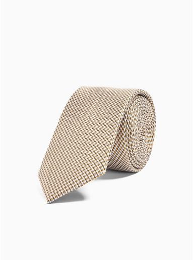 Topman Mens Yellow Mustard Houndstooth Tie