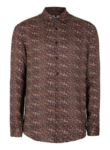 Topman Mens Red Printed Casual Shirt