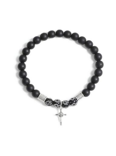 Topman Mens Black Cross Beaded Bracelet*
