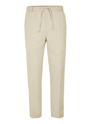 Topman Mens Brown Stone Wool Blend Formal Joggers