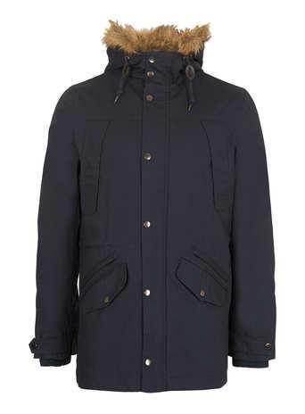 Topman Navy Heavyweight Parka Coat