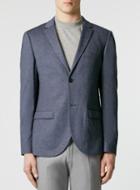 Topman Mens Blue Navy Textured Skinny Fit Jersey Blazer