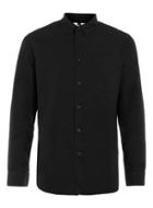 Topman Mens Black Waffle Textured Long Sleeve Casual Shirt