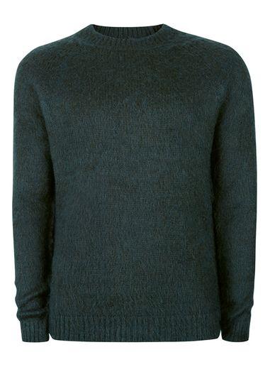 Topman Mens Topman Premium Green Jumper Containing Mohair