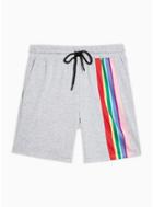 Topman Mens Grey Gray Rainbow Stripe Shorts