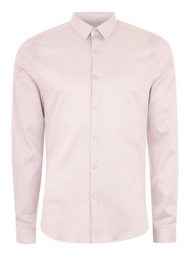 Topman Mens Purple Satin Stretch Long Sleeve Shirt