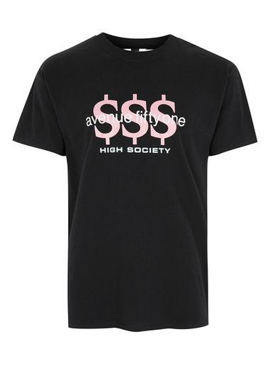 Topman Mens Black High Society T-shirt