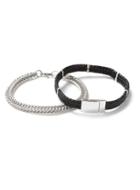 Topman Mens Black Faux Leather And Silver Chain Bracelet 2 Pack*