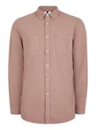 Topman Mens Washed Stucco Pink Twill Casual Shirt