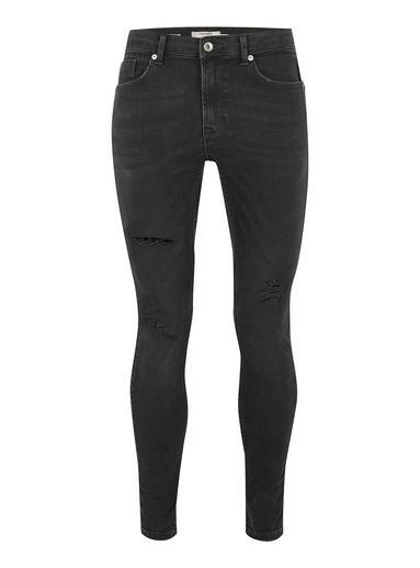 Topman Mens Grey Dark Gray Wash Coated Spray On Jeans